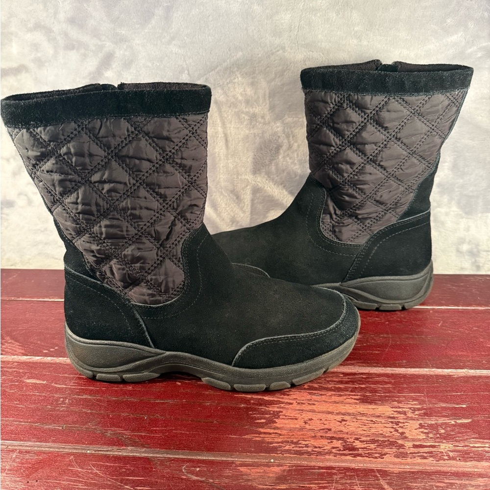 Lands End Womens All Weather Suede and Quilted Black Boots Size 9.5 - Picture 4 of 12